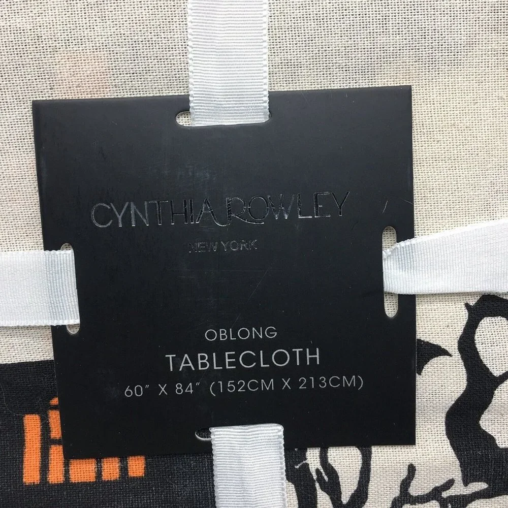 Cynthia Rowley Halloween Tablecloth Haunted House Spooky Tree Flying Witch 60x84